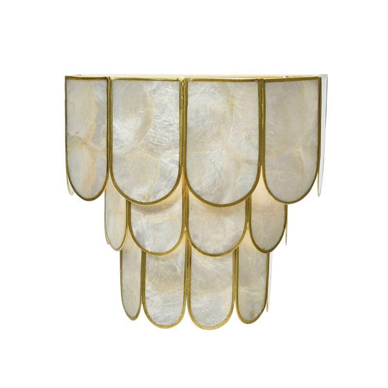 Storied Home 4-Tier Capiz and Metal Wall Sconce: ETL & UL Listed, 1-Way On Off, No Battery Required