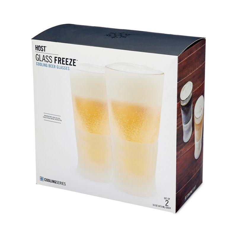 Glass Beer FREEZE Cooling Cups (Set of 2)