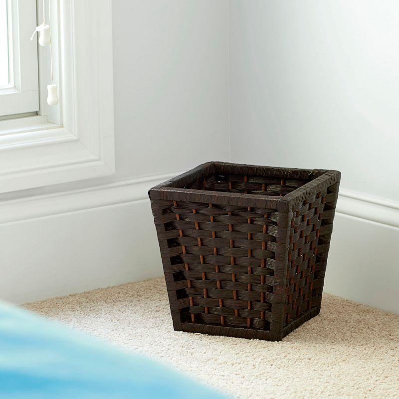 Woven Waste Basket, HandWoven Paper Rope with Removable Plastic Liner, Brown