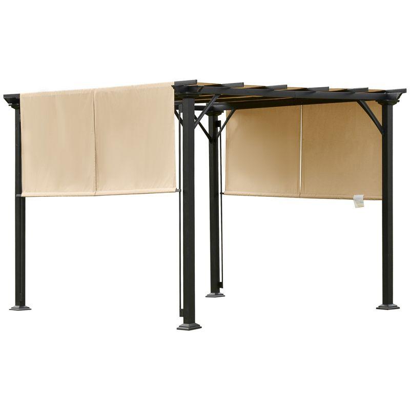 Beige and Black Metal Outdoor Retractable Pergola Canopy