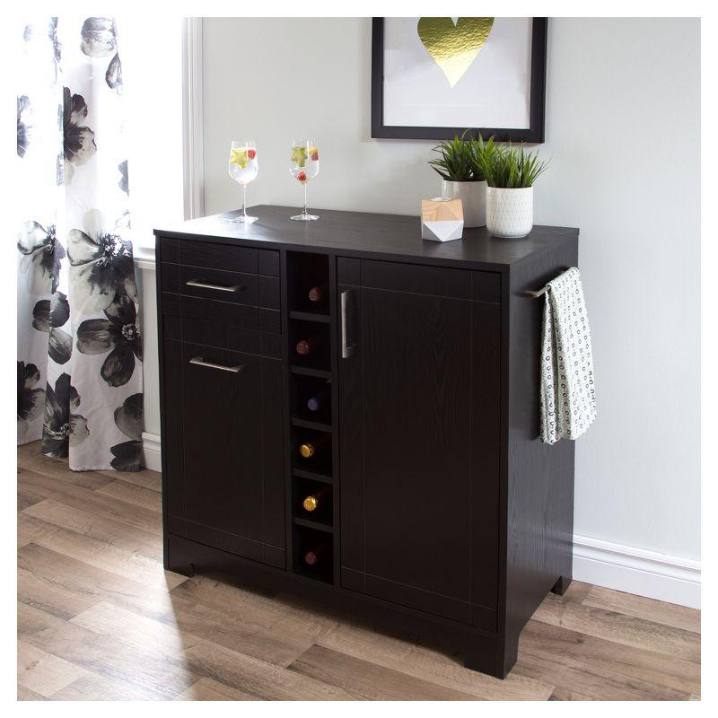 Black Oak Laminated Particle Board Bar Cabinet with Shelves