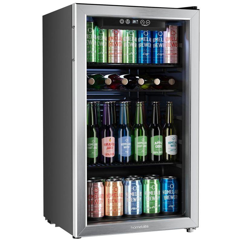 hOmeLabs hOmeLabs Beverage Refrigerator and Cooler - Glass Door Mini Fridge with 120 Slim Cans Capacity