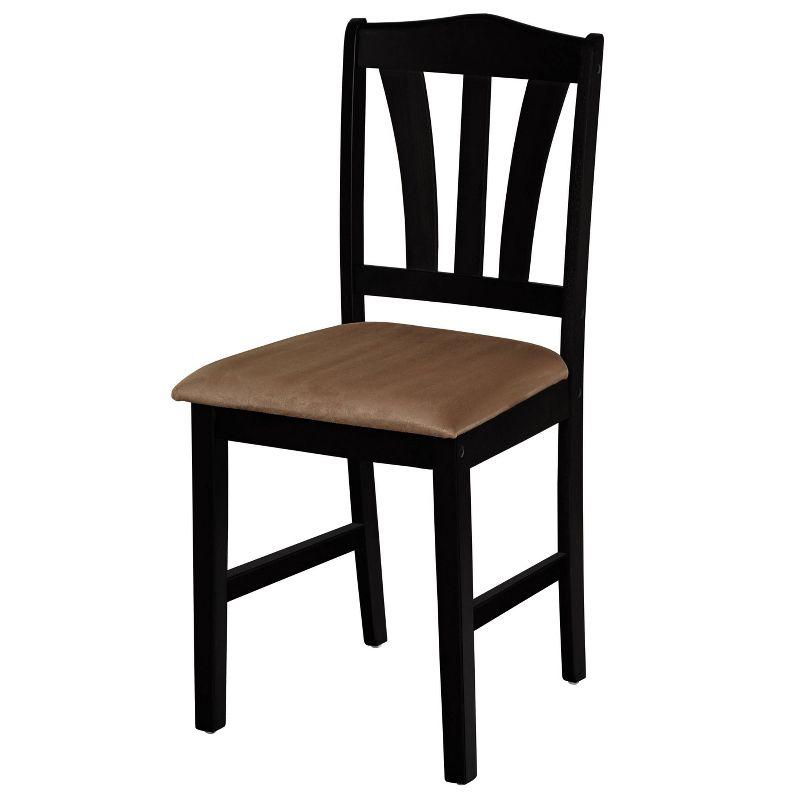 Buylateral 5pc Metropolitan Dining Set Black: Rectangle Table, Upholstered Padded Chairs, Rubberwood