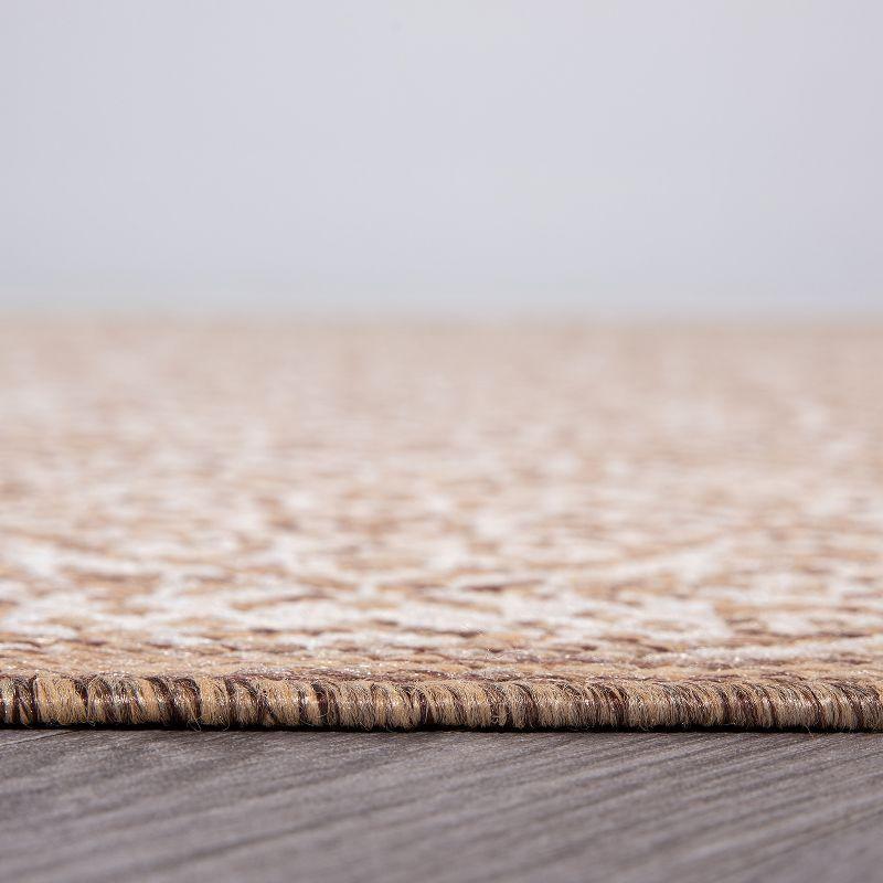 World Rug Gallery Transitional Floral Circles Textured Flat Weave Indoor/Outdoor Area Rug - BROWN 7'10"X10'