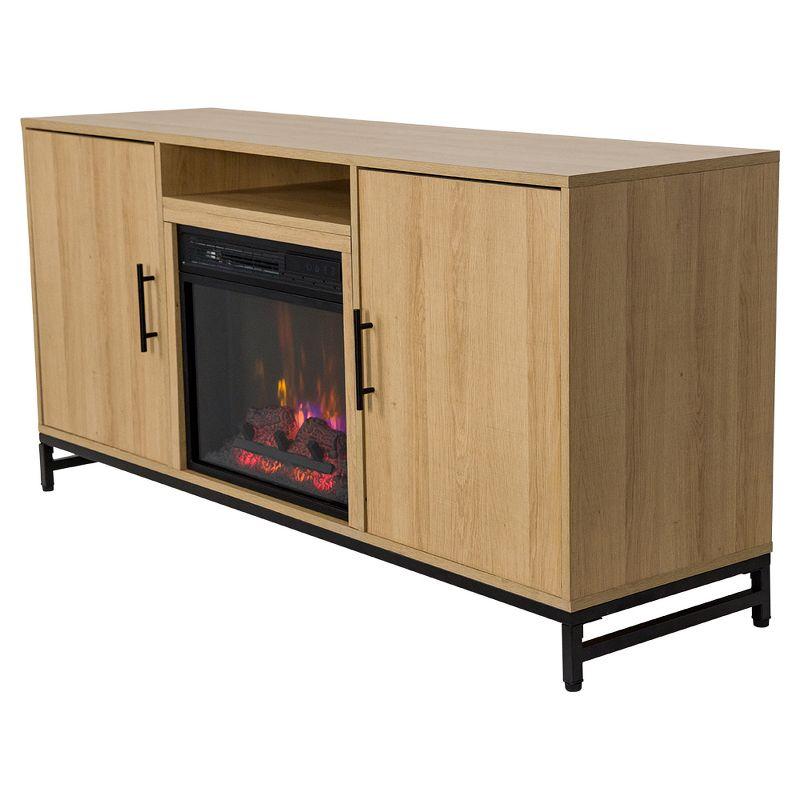 Modern Ember Rochester TV Stand, Entertainment Center, TVs up to 60", 2 Cabinets, 3 Shelves, with 18" Electric Fireplace