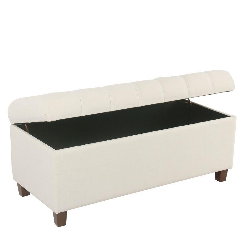 Ainsley Button Tufted Storage Bench Cream - HomePop: Upholstered Ottoman for Family Room