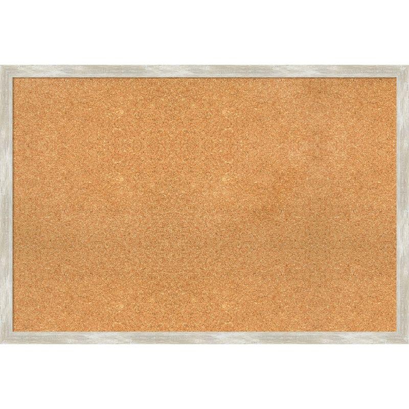 Natural Corkboard with Crackled Metallic Silver Frame