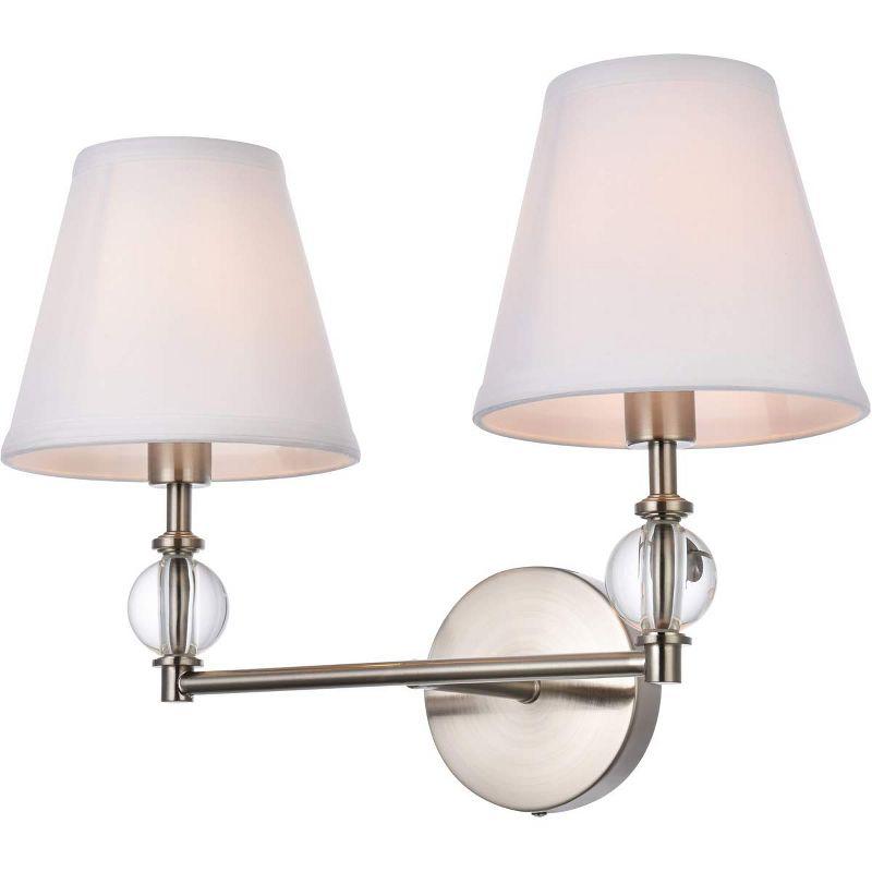 Elegant Lighting Bethany 2 lights bath sconce in satin nickel with white fabric shade