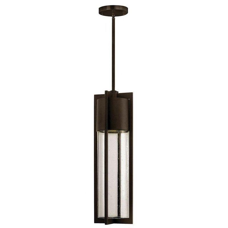 Buckeye Bronze Modern Outdoor Hanging Light with Clear Seedy Glass