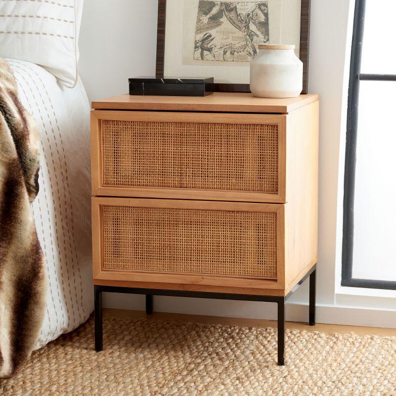 Zadie 2 Drawer Rattan Nightstand - NST5007 - Natural/Black - Safavieh