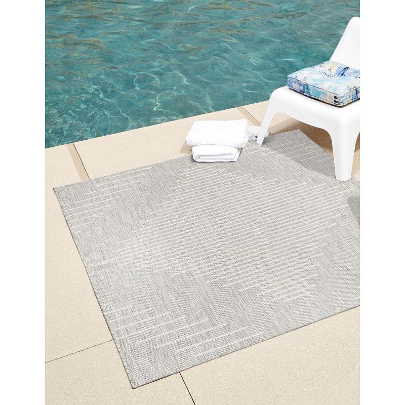 Gray Square Synthetic Outdoor Washable Area Rug