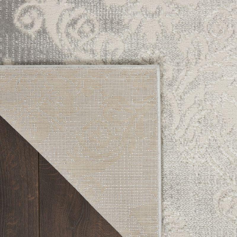 Elation Ivory Grey Handmade Floral Synthetic Area Rug