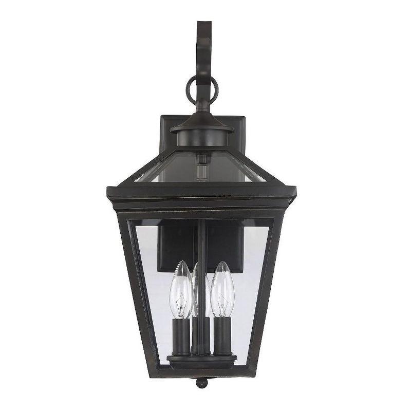 Ellijay Black Glass 3-Light Outdoor Wall Lantern