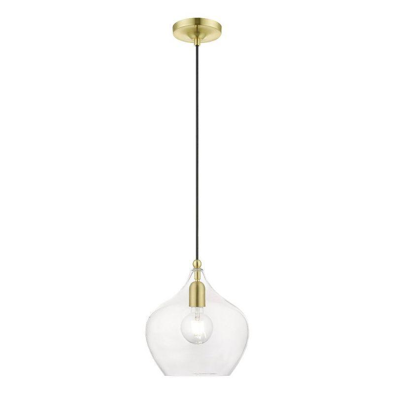 Livex Lighting Aldrich 1 - Light Pendant in  Satin Brass/Polished Brass