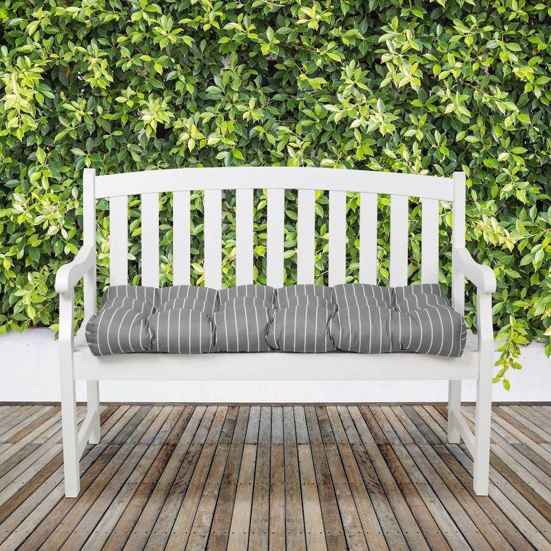 18"x48" Outdoor Bench Cushion Moon Mist Stripe - Classic Accessories: Water-Resistant, Tufted, Polyester Patio Seat Pad