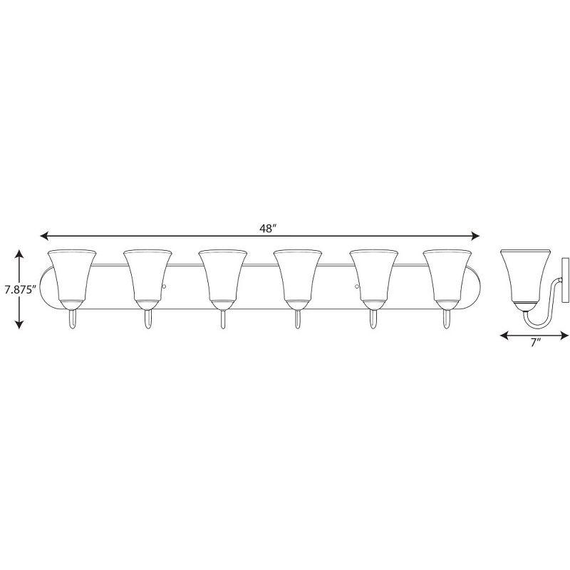 Progress Lighting Classic 6-Light Bath Wall Light, Brushed Nickel, Etched Glass Shades