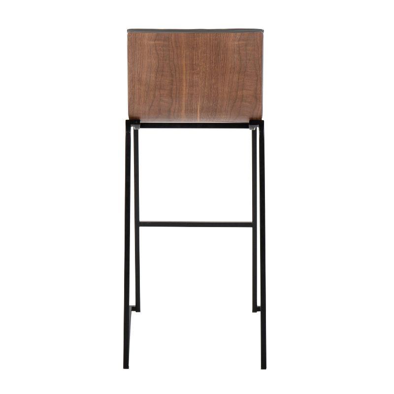 LumiSource 30" Mason Mara Fixed Height Barstools Black Walnut Wood/Gray PU Leather