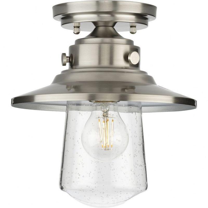 Tremont 9" Stainless Steel Outdoor Semi-Flush Mount Light with Seeded Glass