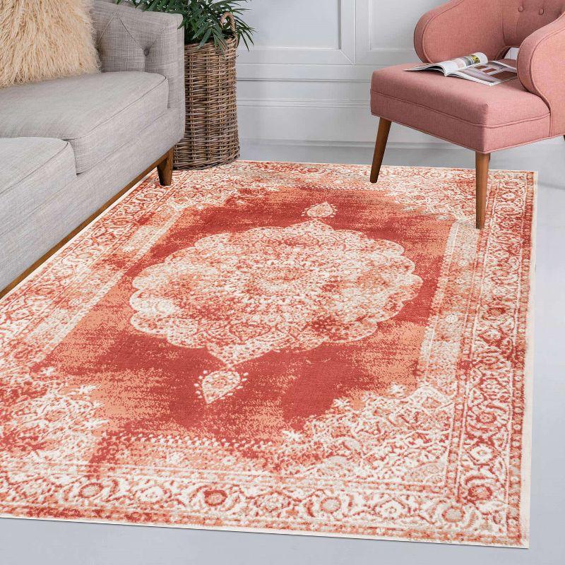 JONATHAN Y Rosalia Cottage Medallion Peach/Ivory 4 ft. x 6 ft. Area Rug