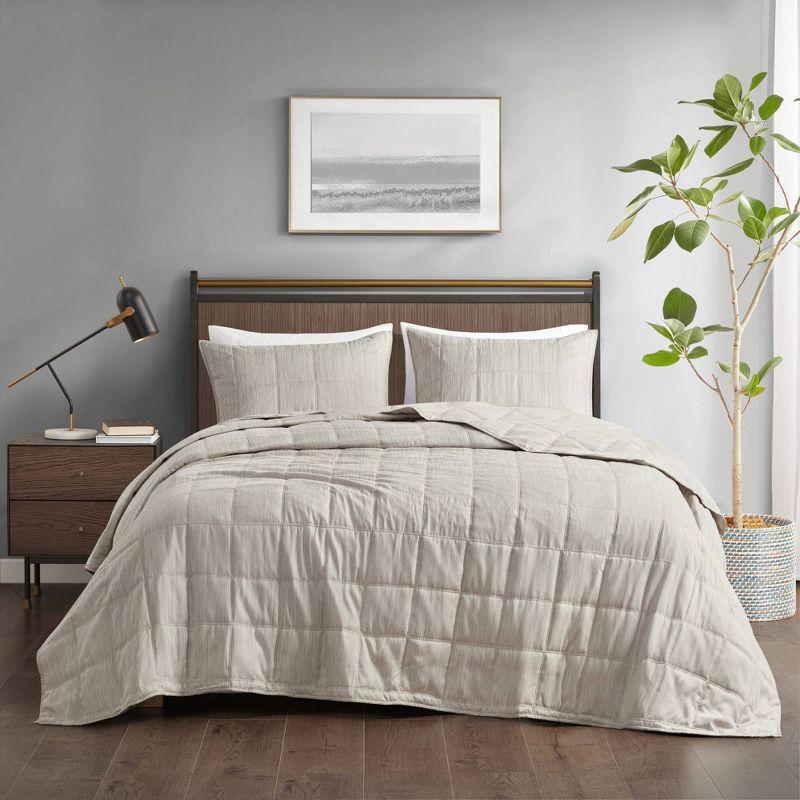 Guthrie 3 Piece Striated Cationic Dyed Oversized Quilt Set