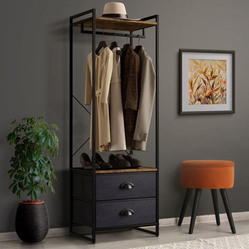 Sorbus Clothing Rack with Drawers and Wood Top