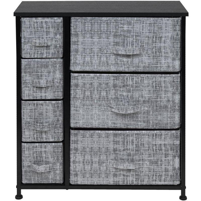 Sorbus Kids 7-Drawer Gray and Black Storage Dresser with Wood Top