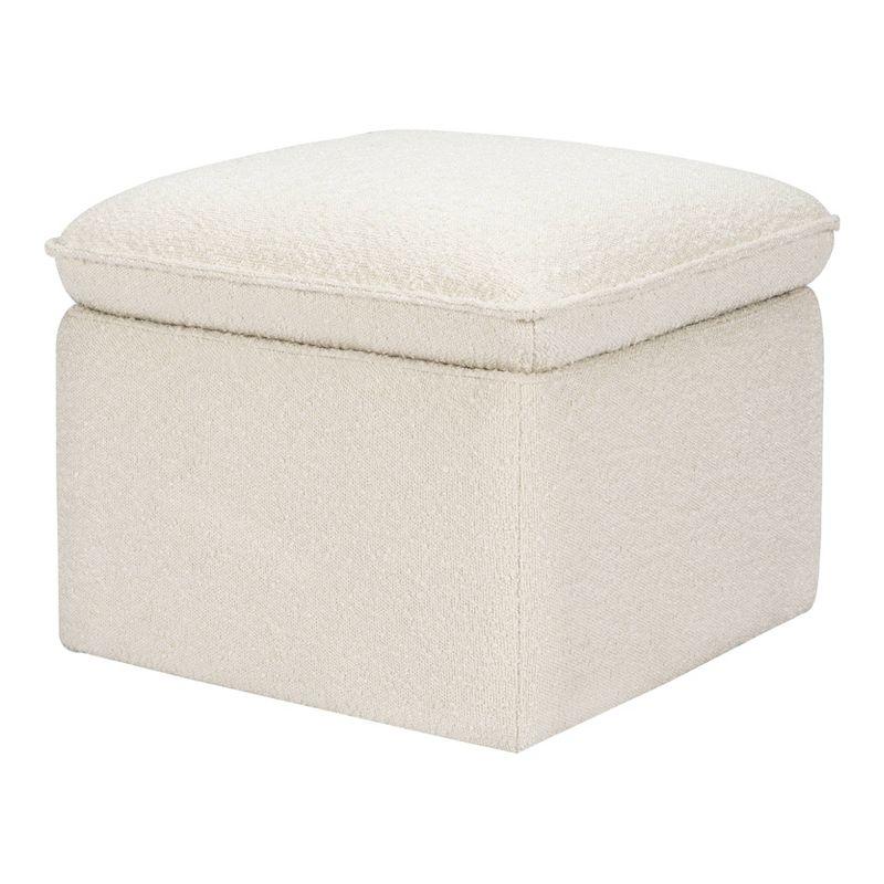 Cali Square Cream Boucle Storage Ottoman with FSC Certified Wood