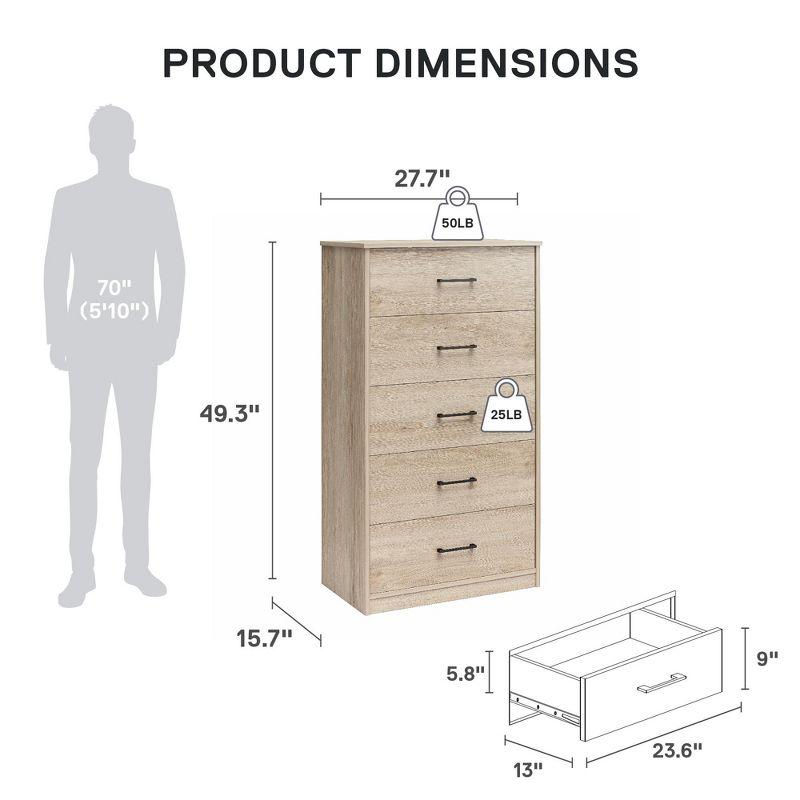 Ameriwood Home BrEZ Build Collection Pearce 4 Drawer Dresser, Light Oak