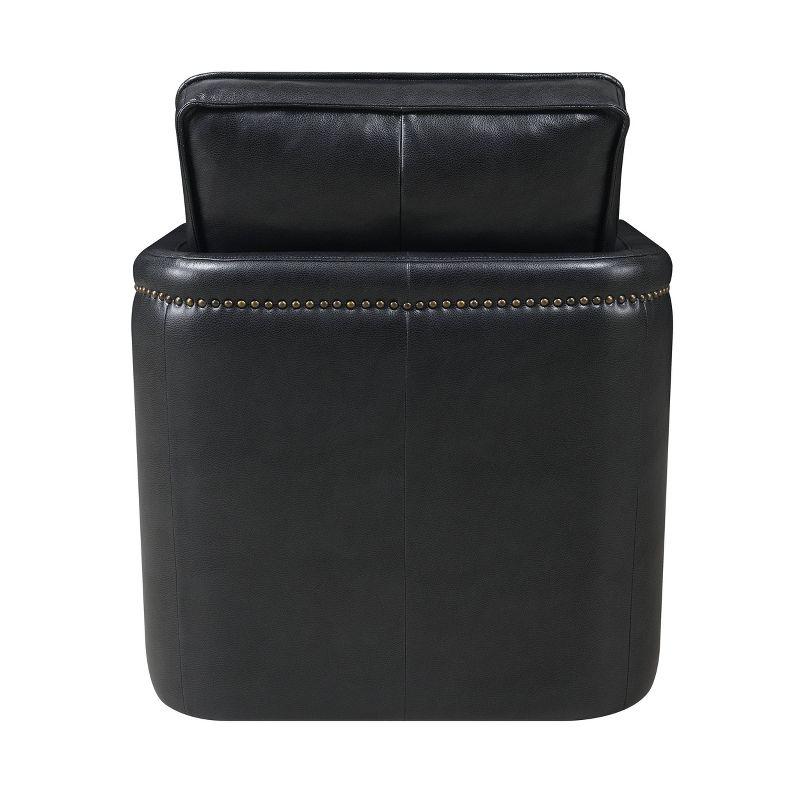 30" Rocha Accent Chair Black Leather Aire: 180-Degree Swivel - Acme Furniture