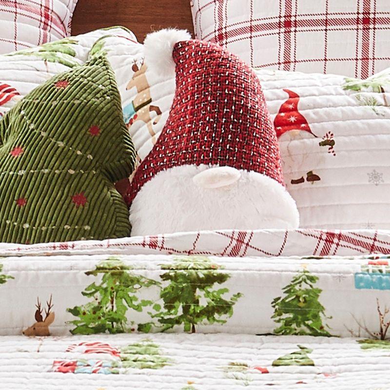 Festive Red and White Gnome Shaped Kids Pillow