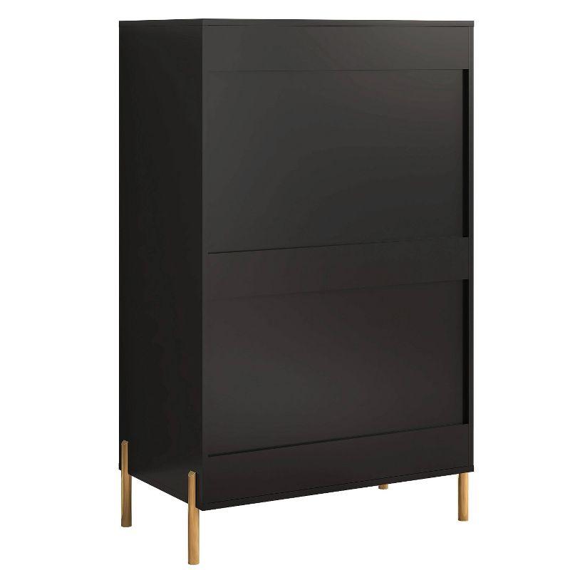 Festivo 5 Drawer Chest of Drawers Black: Modern Vertical Dresser, MDF Construction, Includes Anti-Tip Hardware