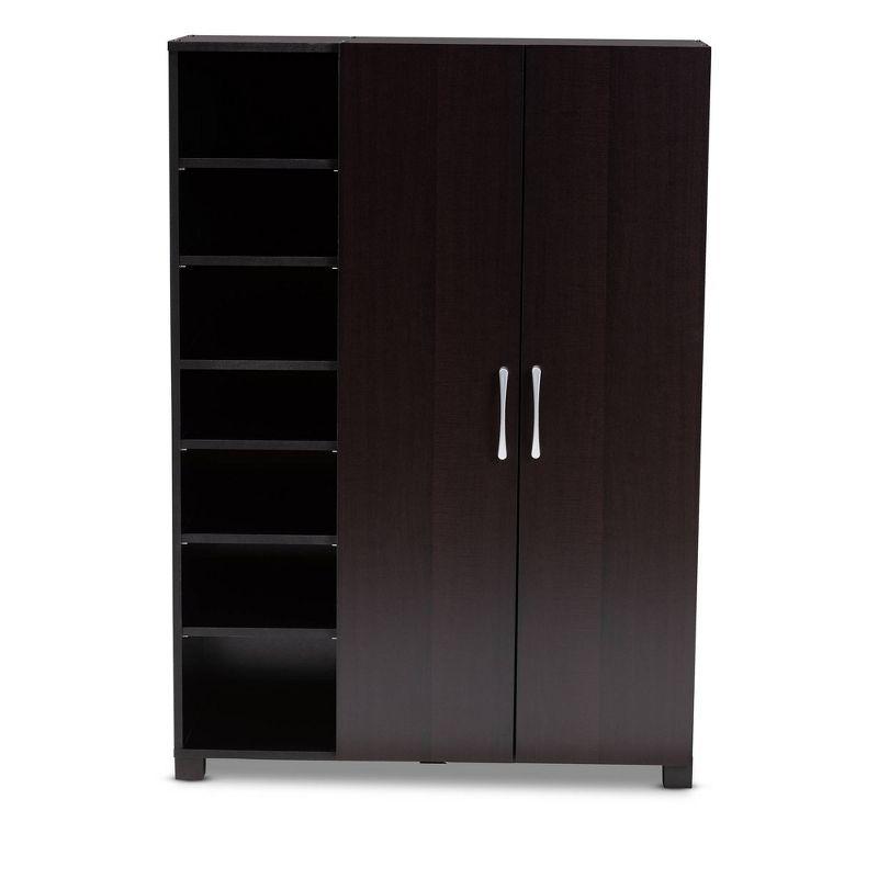 Marine Finished 2 Door Wood Entryway Shoe Storage Cabinet with Open Shelves Brown - Baxton Studio: Organizer for Closet, Wenge Finish