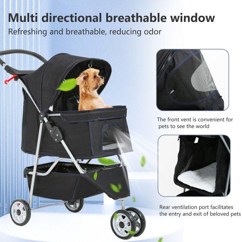 FDW 3 Wheels Pet Stroller Dog Cat Cage Jogger Stroller for Medium Small Dogs Cats Travel Folding Carrier Waterproof Puppy Stroller