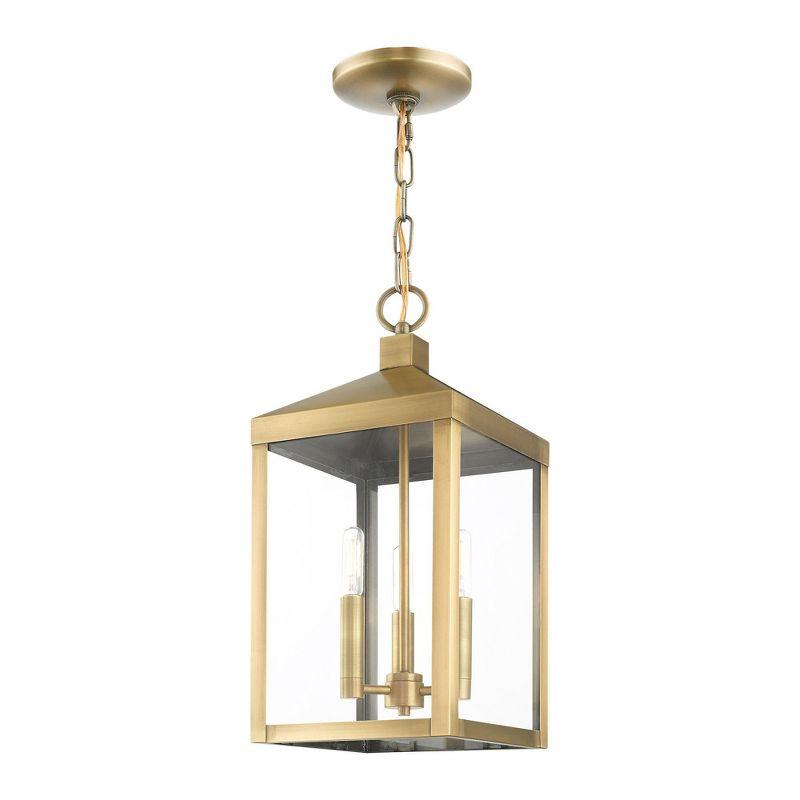 3 Light Outdoor Pendant Lantern with Clear Glass Shade