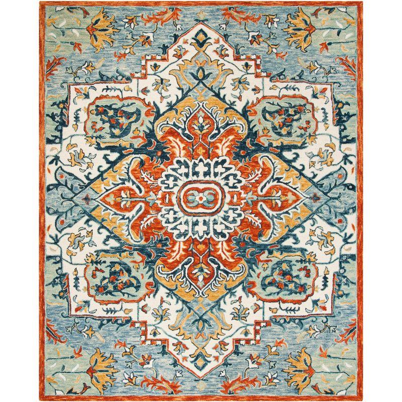 Aspen APN312 Hand Tufted Indoor Area Rug - Blue/Rust - 9'x12' - Safavieh