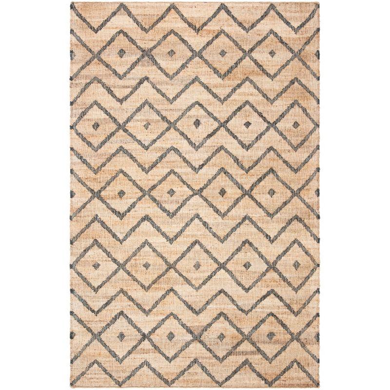 Natural Charcoal 4' x 6' Handmade Wool Cotton Area Rug