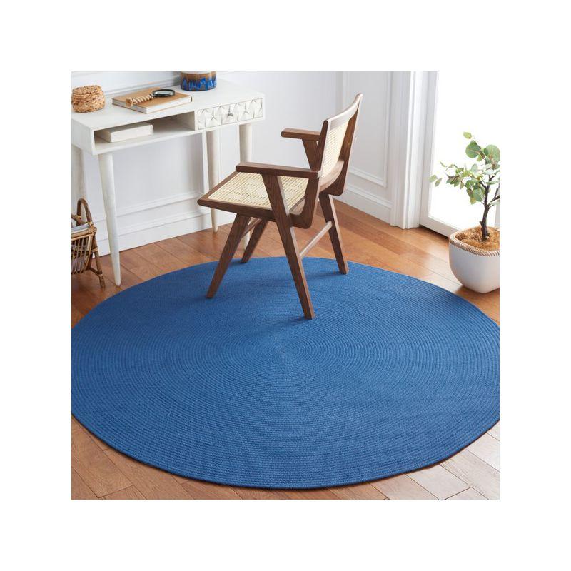 Blue Braided Round 3' Area Rug with Synthetic Fibers