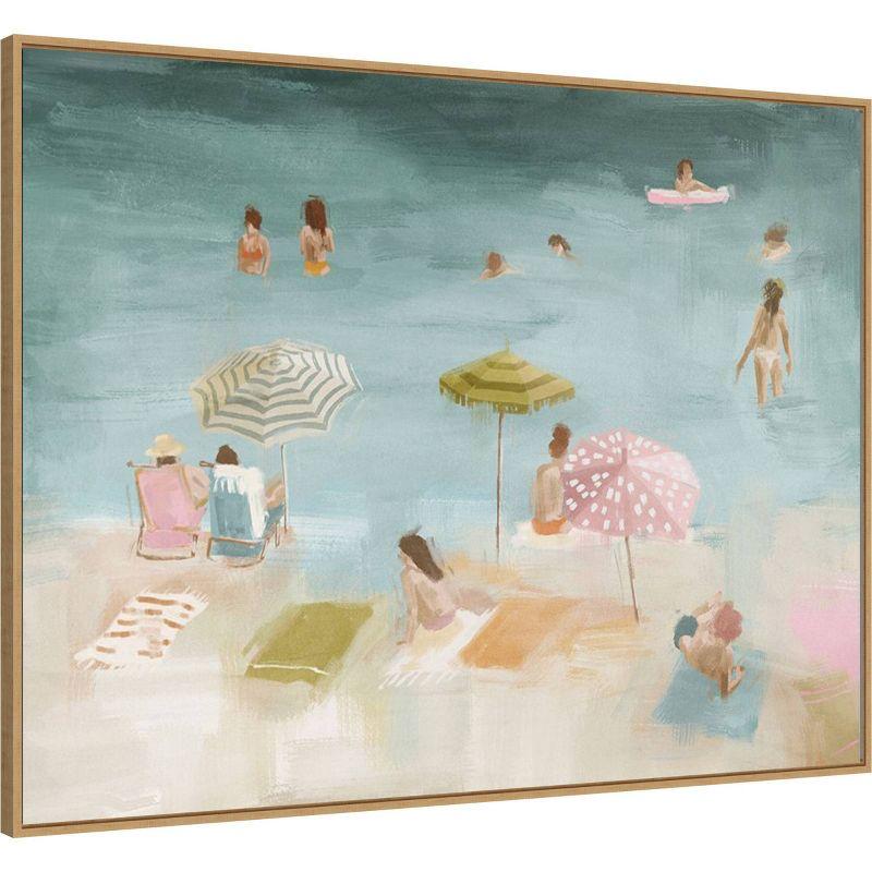 42" x 32" Vacation Mood by Urban Road Framed Canvas Wall Art Print - Amanti Art: Beachscape Artwork for Modern Decor