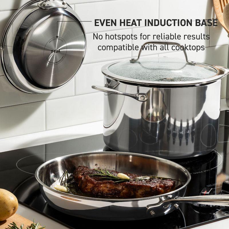 T-fal Pro Tri-Ply Stainless Steel Cookware, 8 inch Frypan, Silver