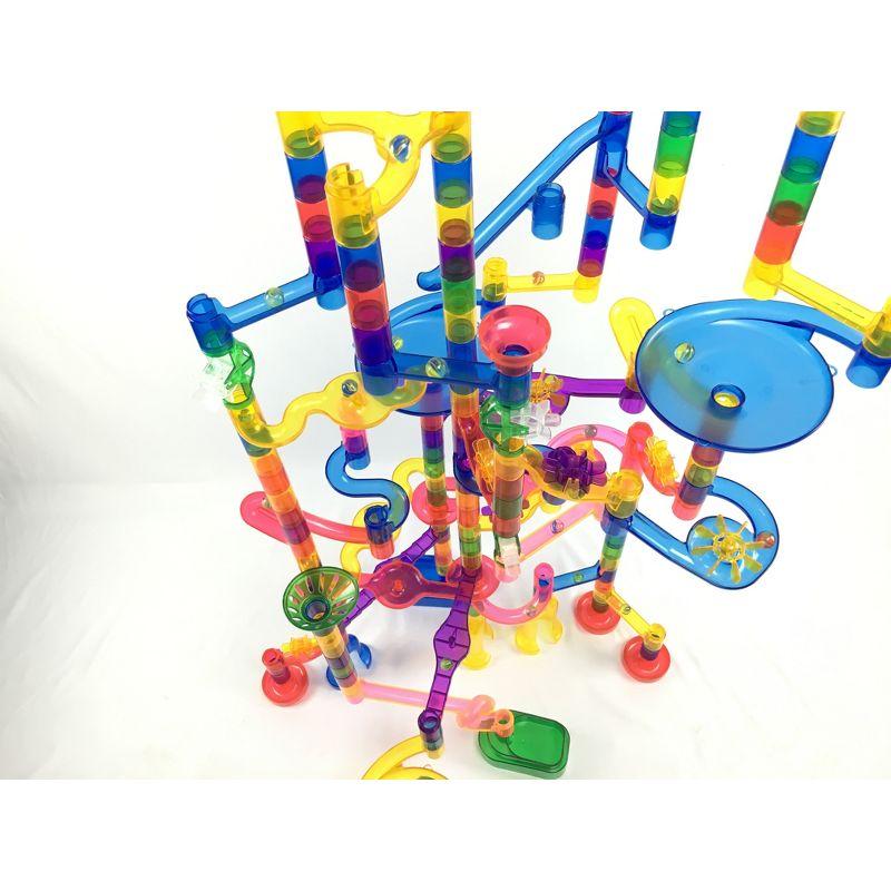 Translucent Marble Run Extreme Set with 300 Pieces and Glass Marbles