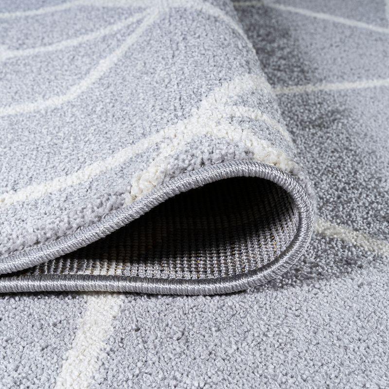3'x5' Tumbling Blocks Modern Geometric Area Rug, Light Gray/White - JONATHAN Y