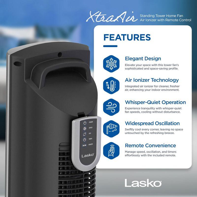 Lasko Lasko Xtraair 48 Inch Standing Tower Home Fan Air Ionizer With Remote Control