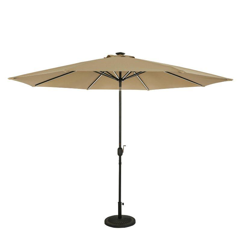 11' x 11' Calypso II Market Patio Umbrella with Solar LED Strip Lights Champagne - Island Umbrella