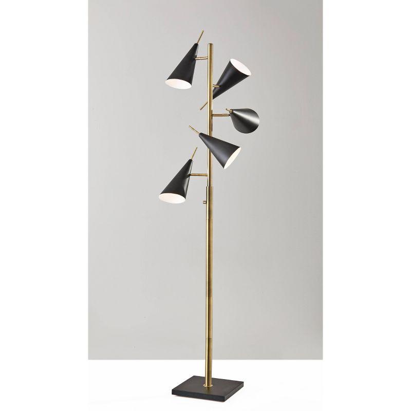 71.5" Owen Tree Lamp Black - Adesso: Adjustable Mid-Century, ETL Listed, Metal Cone Shades