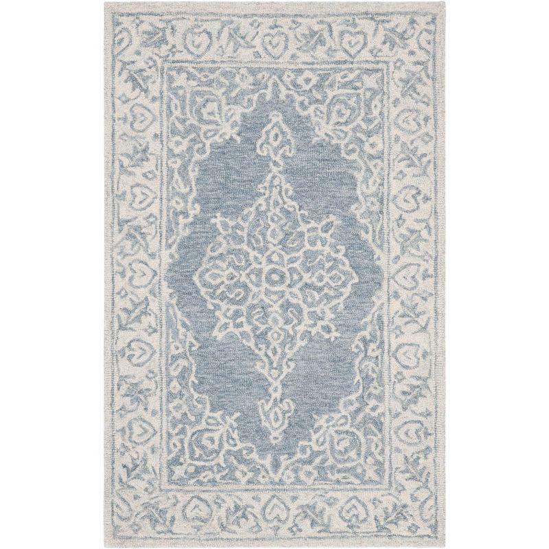 Hand-Tufted Artisan Blue Wool Rectangular Accent Rug - 2'6" x 4'