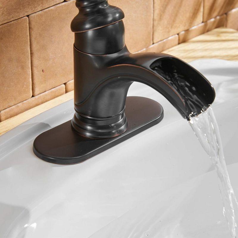 BWE Waterfall Single Hole Single-Handle Low-Arc Bathroom Faucet With Supply Line