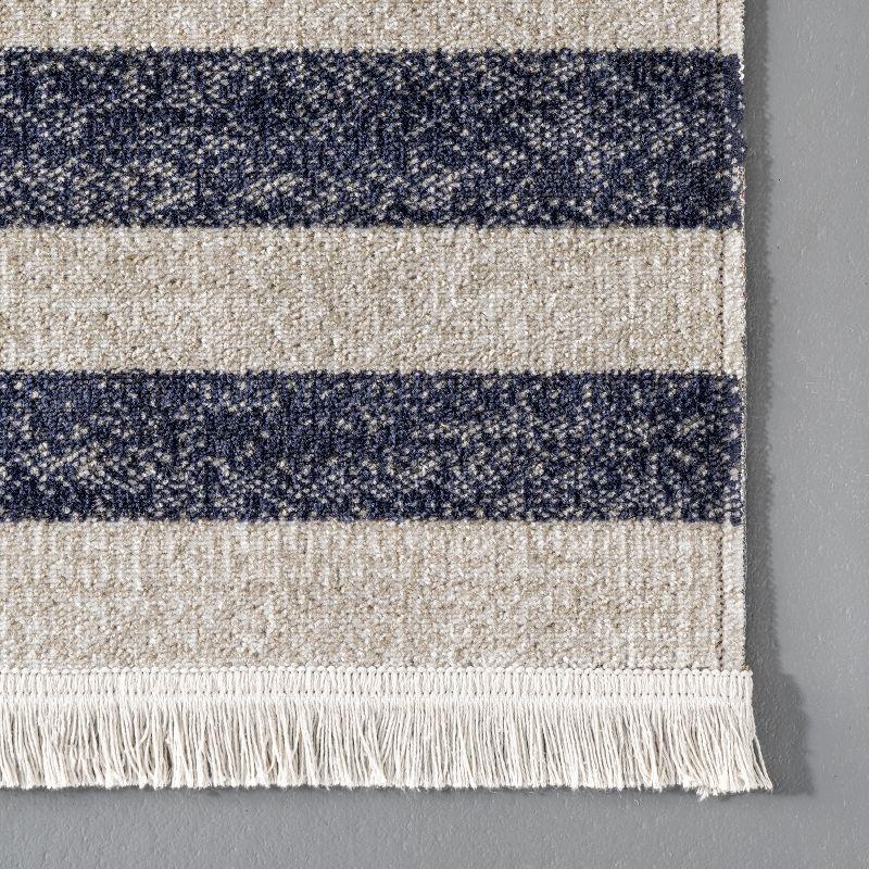 Reversible Coastal Blue 8' x 10' Easy-Care Synthetic Area Rug