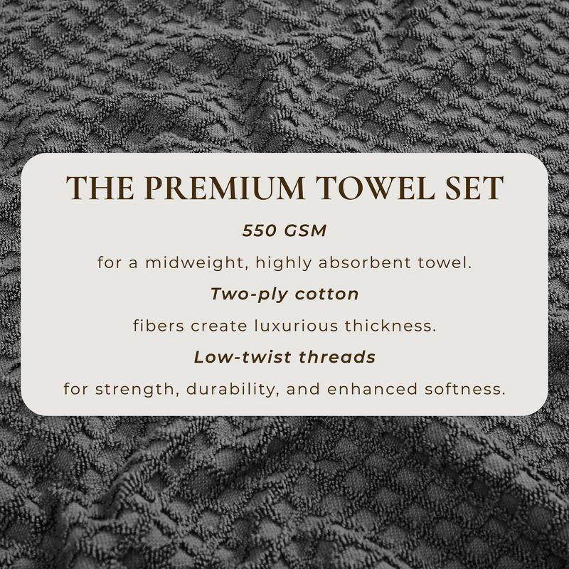Cotton Quick-Dry Textured Towels - Great Bay Home (4 Pack Bath Towels, Dark Grey).