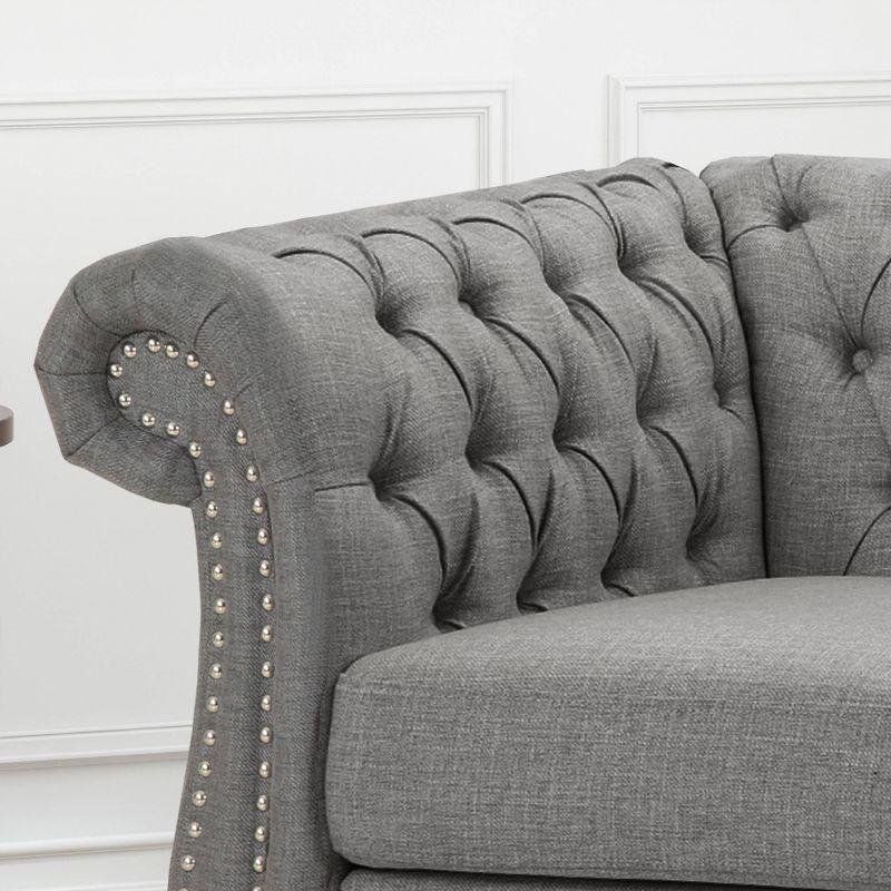 Westminster Chesterfield Club Chair Dark Gray - Christopher Knight Home: Elegant Upholstered Reading Seat
