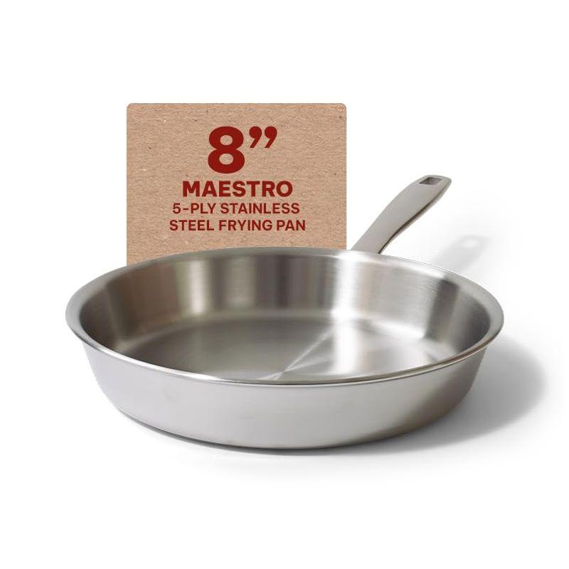 Alva Cookware Maestro 5-Ply Stainless Steel Frying Pan, Durable Induction Pan, Non Toxic Cookware, Stay Cool Handle